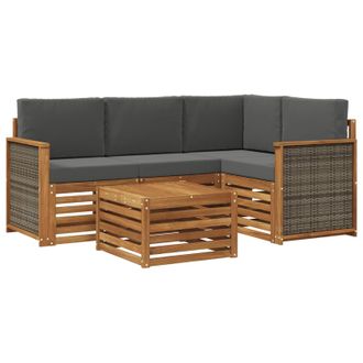 vidaXL Conjunto De Sof&aacute;s De Exterior 5 Pcs Natural Y Antracita Vidaxl