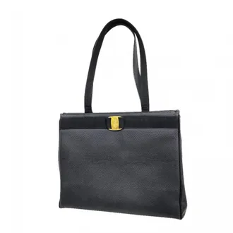 Ferragamo Black Leather Tote Bag (Pre-Owned)