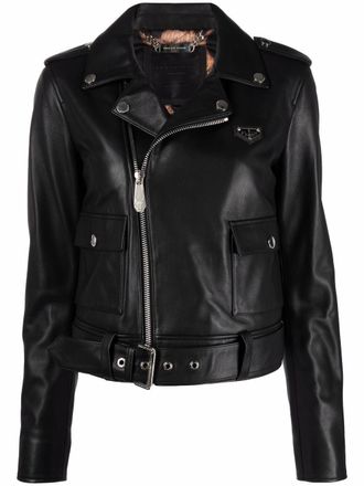 Philipp Plein leather biker jacket - Black