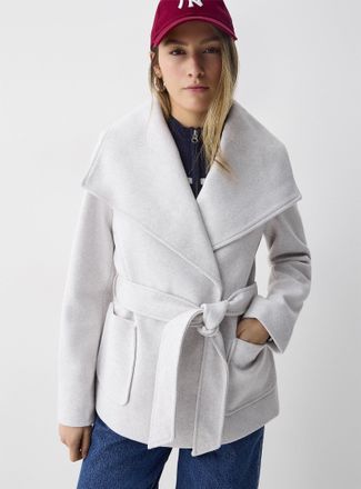 Twik Womens Belted felted cropped coat