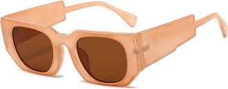 Generic Square Mens Small Frame Sunglasses Driving Commuting Outdoor Womens Sun Glasses(Orange)