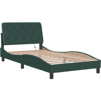 vidaXL Vidaxl - Estructura De Cama Luces Led Terciopelo Verde Oscuro 100x200 Cm