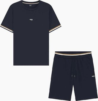 HUGO BOSS Mens Iconic Stripe Navy Shorts Set - Size: 35/34/32