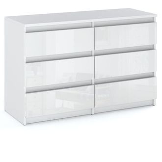 OEM C&oacute;moda Blanca Brillante Con 6 Cajones, Soporte Para Tv De 100cm, Mueble De Sal&oacute;n, Aparador
