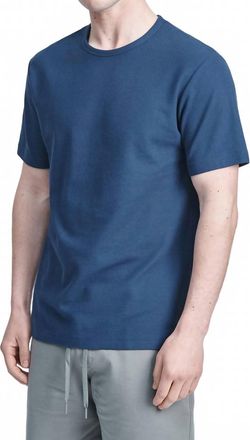 h&aring;ndv&aelig;rk Pique Crew Neck T-Shirt In Marine Blue