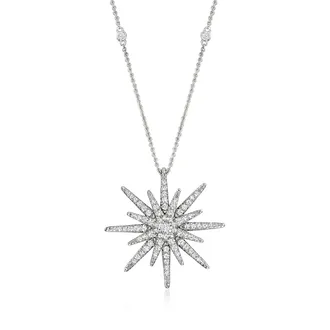 Ross-Simons Diamond Starburst Necklace in Sterling Silver