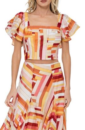 Ciebon Amie Stripe Crop Top in Pink Multi at Nordstrom, Size X-Small