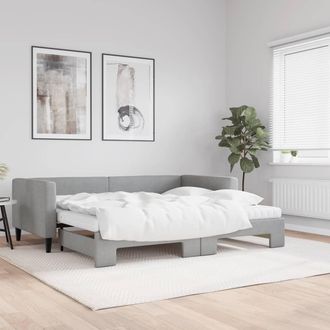vidaXL Sof&aacute; Cama Nido Con Colch&oacute;n Tela Gris Claro 90x200 Cm Vidaxl