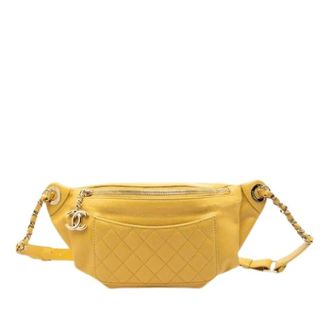 Chanel Pre-owned Quilted Lambskin Belt Bag - Dames - Pre-owned - Geel - Maat: ONE Size Leer