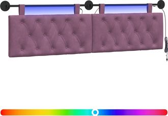 vidaXL Cabecero Colgante Con Luz Led Morado Terciopelo Vidaxl