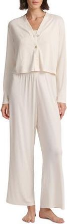 Splendid Pointelle Cardigan, Camisole & Pants Pajamas in Eggnog at Nordstrom Rack, Size X-Small
