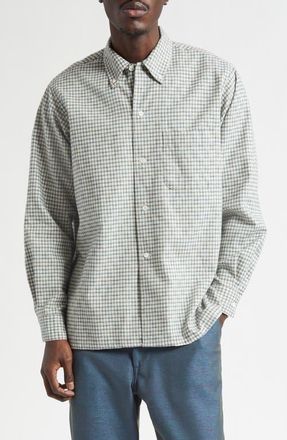 Beams Plaid Dobby Button-Down Shirt in White at Nordstrom, Size X-Large