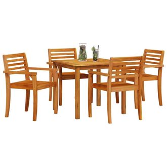 Berkfield Home Classic 5 Piece Garden Dining Set Made of Solid Acacia Wood in Brown