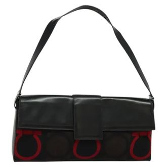 Ferragamo Tweedehands Canvas handtassen - Dames - Pre-owned - Zwart - Maat: ONE Size Leer