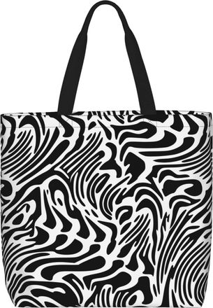 Generic Women Handbag Zebra Pattern Womens Tote Bag Folding Large Capacity Shoulder Bags, For School, Work, Christmas, Daily, Holiday