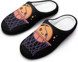 Generic Basketball Hoop Mens House Slippers Memory Foam Washable Cotton Slip on Home Shoes