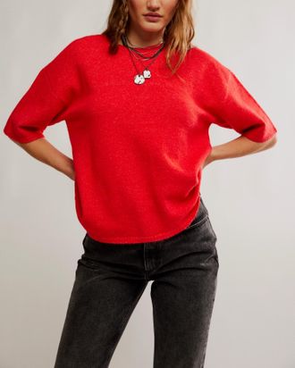 Free People Margot Sweater Tee In Cherry Pop Melange