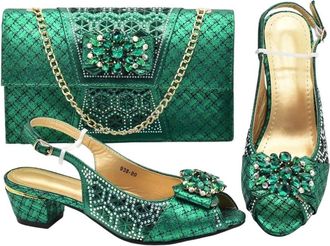 Generic Italian Shoes And Bag Sets For Evening Party With Stones Rhinestoness Shoe And Bag Set For Party Pumps