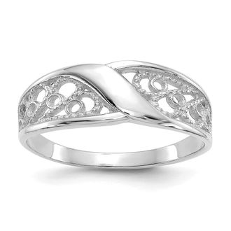 Diamond2Deal 14k White Gold Filigree Ring