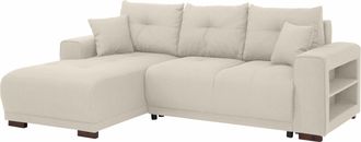 HOME AFFAIRE Ecksofa »Viborg L-Form« mit Regal in der Armlehne, wahlweise mit Bettfunktion