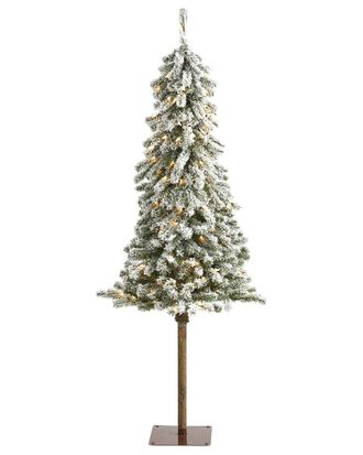 Nearly Natural 5Ft. Flocked Alpine Christmas Artificial Tree