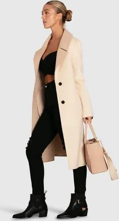 Belle & Bloom Lexington Two-Tone Wool Blend Coat in Beige at Nordstrom, Size Small