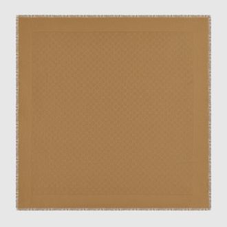 Gucci GG Silk Cotton Jacquard Shawl, Beige