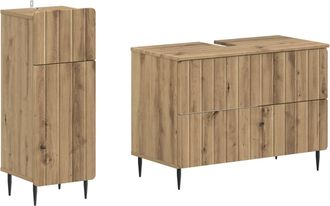 vidaXL Juego De Gabinete De Ba&ntilde;o De 2 Piezas Zwolle Roble Artisan Vidaxl