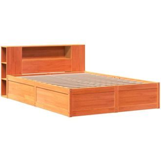 vidaXL Vidaxl - Cama Sin Colch&oacute;n Madera Maciza Pino Marr&oacute;n Cera 150x200 Cm