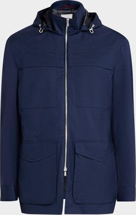 Brunello Cucinelli Men & apos;s Water-Resistant Wool Hooded Jacket