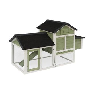 Sweeek Gallinero de madera con corral para 3 gallinas, verde