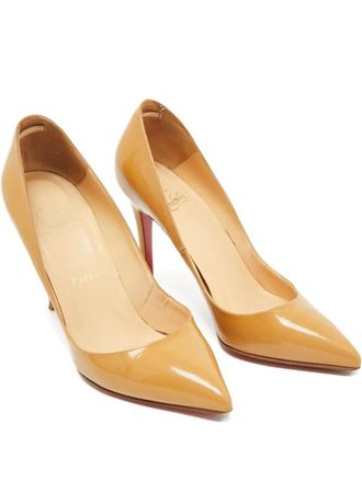 Christian Louboutin pigalle patent-leather shoe 10 - women - Patent Leather/Calf Leather/Calf Leather - 37 - Neutrals