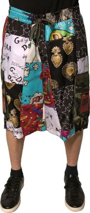 Dolce & Gabbana Mens Multicolor Patchwork Cargo Bermuda Shorts Polyester Cotton