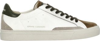 Crime London Brown Essential Suede Leather Used-Effect Low-Top Sneakers
