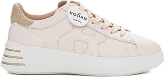 Hogan Sneakers in pelle con lacci Rebel Beige-oro Hogan Donna
