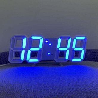 OEM Orologio Da Parete Digitale A Led Con Illuminazione Blu E Bianca E Luminosit&agrave; Regolabile, Orologio Resistente Al Calore, Orologio Da Parete 3d Con Dis