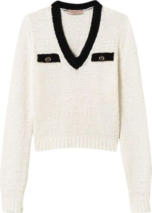 Twin-Set Oval T trui met knoopdetail - Beige