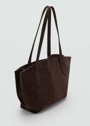 Mango Borsa mini shopper crosta di cuoio cioccolato - Donna - Taglia unica - MANGO