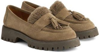 L.k. Bennett Shirley Genuine Shearling Tassel Loafer in Natural at Nordstrom, Size 10Us