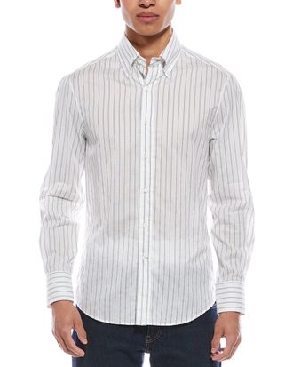 Brunello Cucinelli Vertical-Striped Cotton Shirt - White