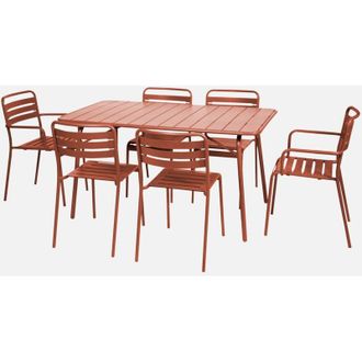 Sweeek Tavolo da giardino pieghevole in metallo, 2 poltrone e 4 sedie