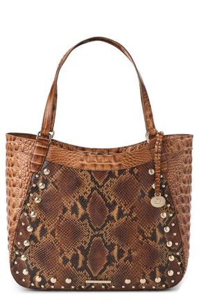 Brahmin Aliza Croc Embossed Leather Tote in Cinnamon at Nordstrom