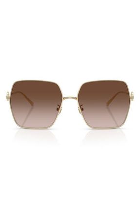 Tory Burch 58mm Gradient Square Sunglasses in Brushed Light Gold /Brown at Nordstrom