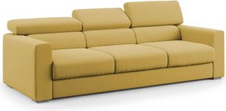 Divani.Store Divani.store - Dylan Sof&aacute; De 3 Plazas Con Pouf Extra&iacute;ble En Tejido Efecto Algod&oacute;n Impermeable 240 Cm Amarillo