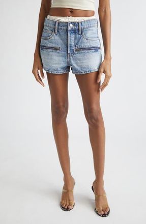 Alexander Wang Silk Prestyle Denim Shorts in Authentic Light Indigo at Nordstrom, Size 24