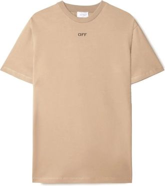 Off-white T-shirt con dettaglio cuciture - Marrone