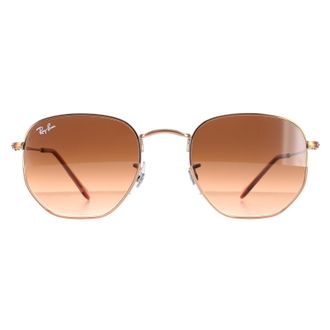 Ray-Ban Vierkant unisex gepolijste bronzen koper bruin gradiënt zeshoekige rb3548n