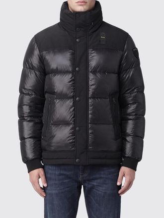 Blauer Water-Repellent Quilted Short Puffer Jacket with High Neck and Logo