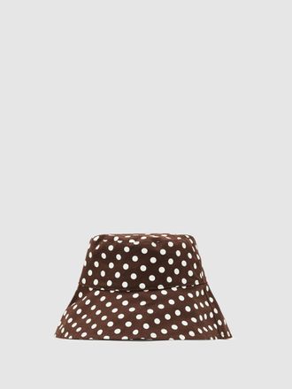Reiss Chocolate Cotton Polka-dot Bucket Hat, S & M