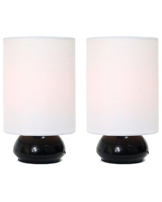 Lalia Home Gemini Colors 2Pk Mini Touch Table Lamp Set With Fabric Shades